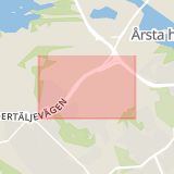 Karta som med röd fyrkant ramar in Västberga, Stockholms län