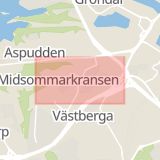 Karta som med röd fyrkant ramar in Midsommarkransen, Strumpan, Stockholm, Stockholms län