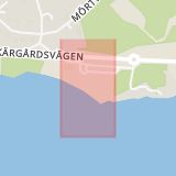 Karta som med röd fyrkant ramar in Hemmesta, Grisslinge, Värmdö, Stockholms län