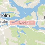 Karta som med röd fyrkant ramar in Värmdövägen, Nacka, Stockholms län