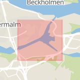 Karta som med röd fyrkant ramar in Södra Hammarbyhamnen, Bilvägen, Stockholm, Stockholms län