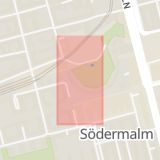 Karta som med röd fyrkant ramar in Fatbursparken, Södermalm, Stockholm, Stockholms län