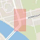 Karta som med röd fyrkant ramar in Hornsgatan, Långholmsgatan, Stockholm, Stockholms län