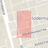 Karta som med röd fyrkant ramar in Björns Trädgård, Södermalm, Stockholm, Stockholms län