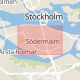 Karta som med röd fyrkant ramar in Södermalm, Ringvägen, Högsta, Stockholm, Stockholms län