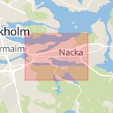Karta som med röd fyrkant ramar in Fisksätra, Farsta, Nacka, Stockholms län