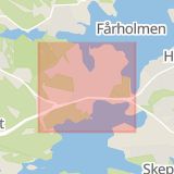 Karta som med röd fyrkant ramar in Duvnäs, Tyresö, Värmdö, Lidingö, Stockholms län