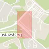 Karta som med röd fyrkant ramar in Gustavsbergs Centrum, Värmdö, Stockholms län