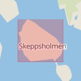 Karta som med röd fyrkant ramar in Skeppsholmen, Stockholm, Stockholms län