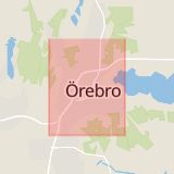 Karta som med röd fyrkant ramar in Örebro Kommun, Örebro, Örebro län
