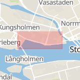 Karta som med röd fyrkant ramar in Norr Mälarstrand, Kungsholmen, Stockholm, Stockholms län