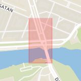 Karta som med röd fyrkant ramar in Strandvägen, Djurgårdsbron, Stockholm, Stockholms län