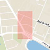 Karta som med röd fyrkant ramar in Östermalm, Ingmar Bergmans Gata, Stockholm, Stockholms län