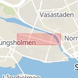 Karta som med röd fyrkant ramar in Fleminggatan, Kungsholmen, Stockholm, Stockholms län