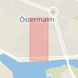 Karta som med röd fyrkant ramar in Östermalm, Styrmansgatan, Stockholm, Stockholms län
