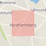 Karta som med röd fyrkant ramar in Abrahamsberg, Stockholms län