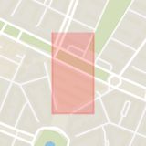 Karta som med röd fyrkant ramar in Valhallavägen, Karlaplan, Stockholm, Stockholms län