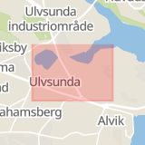 Karta som med röd fyrkant ramar in Ulvsunda, Ulvsunda Industriområde, Stockholm, Stockholms län