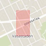 Karta som med röd fyrkant ramar in Odenplan, Norrmalm, Stockholm, Stockholms län