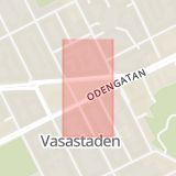 Karta som med röd fyrkant ramar in Odenplan, Stockholms Östra, Stockholm, Stockholms län