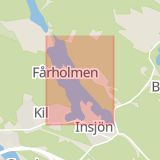Karta som med röd fyrkant ramar in Orminge, Insjön, Nacka, Stockholms län