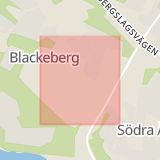 Karta som med röd fyrkant ramar in Holbergsgatan, Blackeberg, Stockholm, Stockholms län