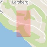 Karta som med röd fyrkant ramar in Larsberg, Lidingö, Stockholm, Stockholms län