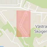 Karta som med röd fyrkant ramar in Wiboms Väg, Solna, Stockholms län