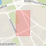 Karta som med röd fyrkant ramar in Vasastaden, Roslagsgatan, Stockholm, Stockholms län