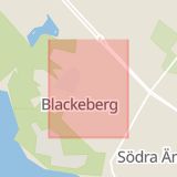 Karta som med röd fyrkant ramar in Blackeberg, Björnsonsgatan, Stockholm, Stockholms län