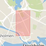 Karta som med röd fyrkant ramar in Årsta, Sveavägen, Stockholm, Stockholms län