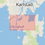 Karta som med röd fyrkant ramar in Skoghall, Hammarö, Värmlands län