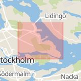 Karta som med röd fyrkant ramar in Gärdet, Mariestad, Stockholms län