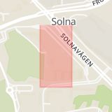 Karta som med röd fyrkant ramar in Frösundaleden, Solna Centrum, Solna, Stockholms län