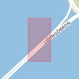 Karta som med röd fyrkant ramar in Lidingöbron, Stockholm, Stockholms län