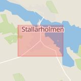 Karta som med röd fyrkant ramar in Stallarholmen, Strängnäs, Södermanlands län