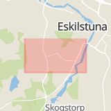 Karta som med röd fyrkant ramar in Södermanland, Gillbergavägen, Eskilstuna, Barva, Södermanlands län