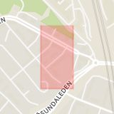 Karta som med röd fyrkant ramar in Råsunda, Åkersvägen, Solna, Stockholms län