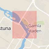 Karta som med röd fyrkant ramar in Strandgatan, Eskilstuna, Södermanlands län