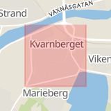 Karta som med röd fyrkant ramar in Kristinehamn, Grums, Karlstad, Tingvallastaden, Kvarnberget, Värmlands län