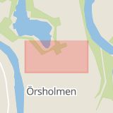 Karta som med röd fyrkant ramar in Stormgatan, Örsholmen, Karlstad, Värmlands län
