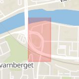 Karta som med röd fyrkant ramar in Drottninggatan, Tingvallastaden, Sommarro, Kulturskolan, Karlstad, Värmlands län