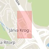 Karta som med röd fyrkant ramar in Trafikplats Järva Krog, Solna, Stockholms län