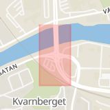 Karta som med röd fyrkant ramar in Järnvägsbron, Hamngatan, Klaraborgsgatan, Karlstad, Värmlands län