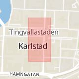 Karta som med röd fyrkant ramar in Kronoparken, Adidas, Kronoparkens Centrum, Karlstad, Värmlands län