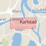 Karta som med röd fyrkant ramar in Hamngatan, Karlstad, Värmlands län