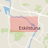 Karta som med röd fyrkant ramar in Eskilstuna, Kungsgatan, Södermanlands län