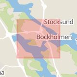 Karta som med röd fyrkant ramar in Stocksund, Bergshamra, Danderyd, Stockholms län