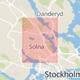 Karta som med röd fyrkant ramar in Stockholm, Solna, Stockholms län