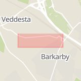 Karta som med röd fyrkant ramar in Veddesta, Barkarby, Järfälla, Stockholms län